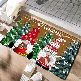 Christmas Welcome Sign Carpet Indoor Porch Rug Santa Decor Greeting Home Entrance Floor Welcome Door Mat Gnome Dwarf Christmas