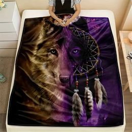 Blankets A wolf blanket a dream catcher flannel throw blanket soft bedding for the sofa