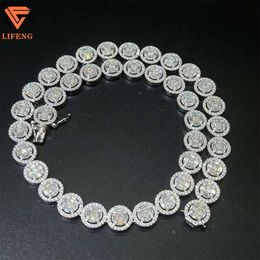 2024 Fashion Design Hip-hop Jewelry Necklace White Gold Plated High Quality Round Shape Vvs Moissanite Diamond Chain