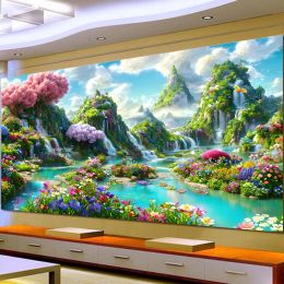 5D DIY Large Diamond Painting Cross Stitch Landscape Waterfall Wall Art Painting Full Round Drill Embroidery for Home Decor