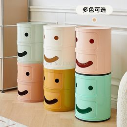 Nordic Style Creative Smiling Bedside Table Small Style Simple Children Side Cabinet round Storage Cabinet Bedroom Furniture