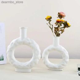 Arts and Crafts Creative minimalist style plain ceramic vase livin room desktop flower arranement handicraft flower home style decoration L49