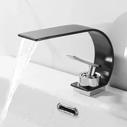 Bathroom Sink Faucets Waterfall Basin Faucet Toilet Deck Mounted Tap Cold & Water Mixer Taps Brass Chrome Vanity Vessel