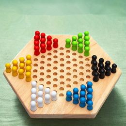 Wooden multifunctional chess, flying chess, five piece chess, jumping chess, children's animal fighting puzzle games, student tabletop toy wholesale