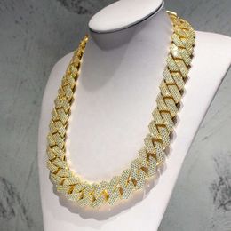 2024 Fully Iced Out 24mm Cuban Link Chain Prong Setting Necklace Moissanite Custom Cuban Chain