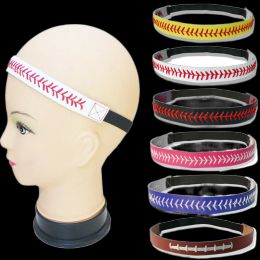 Synthetic Leather Softball Baseball Seamed Stitching Woven Headbands Women Cheerleader Sports Jewelry Back to School Girl Gift