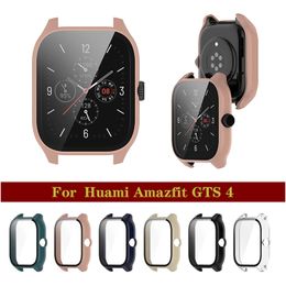 Hard PC Cover Case Tempered Glass Screen Protector Protective for Huami Amazfit GTS 4 GTS4 Smart Watch wristband straps