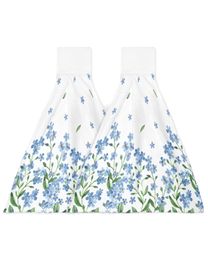 Spring Watercolour Blue Flowers Hand Towel for Bathroom Kitchen Absorbent Hanging Towels Microfiber Soft Kids Handkerchief