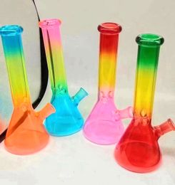 Rainbow Colors Beaker Bong with Insert Rod Glass Bong Recycler Dab Rig Smoking Hookah with Ice Holder 14mm Joint Bowl Glass Water Bongs