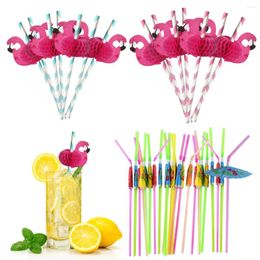 Disposable Cups Straws 50Pcs Drinking Straw Eco-Friendly Drinkware Bar Kitchen Summer Hawaii Beach Party Decor