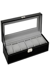 61012 Grids PU Leather Watch Box Rings Storage Case Organiser Jewellery Display Watch Casket for Drop Saat Kutusu3222285