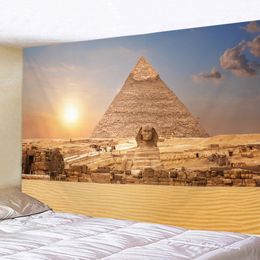 Sacred Pyramid Home Decor Hippie Wall Hanging Egypt Travel Aesthetic Room Tapestry Background Cloth Ceiling Beach Towel 240411