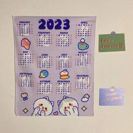 Living Room Bedroom 2023 Wall Calendar Cloth Hanging Calendar Bunny Printed Decorative Record Date Wall Tapestry 2023 New