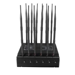 High Power 12-Channels Desktop Jam mer Block ing GPS WIFI LOJACK Bluetooth LORA VHF/UHF CDMA DCS GSM 2G 3G 4G 5G Signals Up To 80m