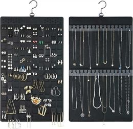 Jewelry Boxes 300 pairs of hangers jewelry management bags earrings necklaces bracelets display and storage double-sided felt rotating hangers