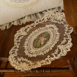 French Style Retro Oval Lace Placemats Coffee Mug Coaster Party Dinner Table Tablecloth Ins Vase Photo Props
