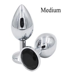 Sex toy massager Medium Size 80x33mm Luxury Silver Threaded Metal Butt Plug Anal Insert Sexy Stopper Anal Sex Toys Audlt Products4144372