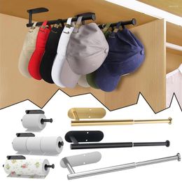 Kitchen Storage Retractable Hat Rack Paper Towel Holder Under Cabinet Roll Toilet Multipurpose Hanger