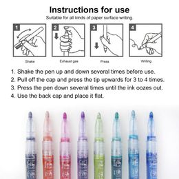 Marking Highlighting Waterproof Shiny Double-line Outline Pens School Supplies