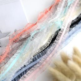 5 Yards Pleated Stretch Lace Trims Ribbons Ruffled Elastic Band Baby Hairband Belt Shoes Decorative Tapes DIY Craft Supplies