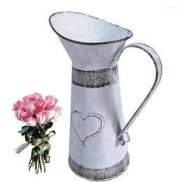 Vases Metal For Flowers Rustic Shabby Large Jug Farmhouse Decor Antique Decorative Bucket Flower Holder