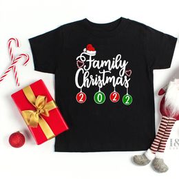 Christmas 2022 Family Matching Clothes Father Mother Kids Baby Short Sleeve Tops Xmas Party Clothes Family Look T-Shirt Outfits