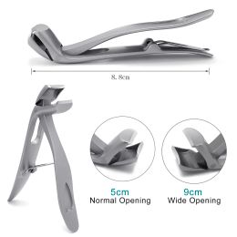 SGNEKOO Angled Head Nail Clippers Wide Jaw Opening for Hard/Thick Fingernails and Toenails Super Sharp Curved Blades Anti-splash