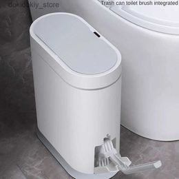 Waste Bins 9L Trash Can With Cover Toilet Brush Smart Sensor Automatic Bathroom Waste arbae Bin Household Waterproof Narrow Seam Trash L49