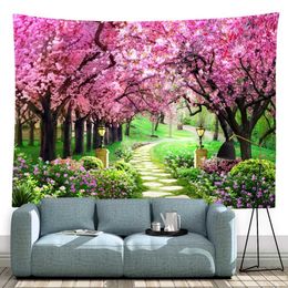 Tapestry Tapestries Cherry Blossom Decorative Wall Home Decor Bedroom Landscape Large Fabric Tapestry Wall Hanging Decoration Wall Murals R0411