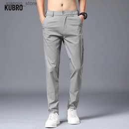 Jeans masculinos Kubro 2024 Summer Mens Casual Pants Slim Pant reto calças finas moda masculina elástica elástica de jogging l49