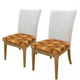 Chair Covers Cover Abstract Wooden Basket Weaving Print Bar Stool Solid Seat Slip Dining Room