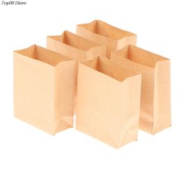 5Pcs/set 1:12 Dollhouse Miniature Kraft Paper Bags Cookie Bread Biscuits Package Gift Bags Takeout Bag Doll House Accessories