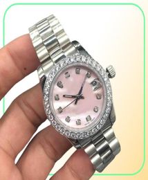 DateJust Watches Diamond Mark Pink Shell Dial Women Stainless Watches Ladies Automatic Wristwatch Valentine039s Gift 32mm3903540