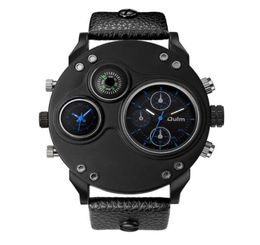 Oulm Brand watch Smooth Lustre Celebrity Quality Trendy Quartz Watch Compass Mens Watches Dual Time Zone rge Dial Masculine Wristwatches7871130