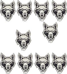 Iron on Patch for Clothes Sew Embroidery Applique Ferocious Animal Stripes Patch for Punk Jacket Coat Wolf Accessories 10 PCS2553009