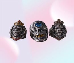 Punk Animal Crown Lion Ring For Men Male Gothic jewelry 714 Big Size4277891