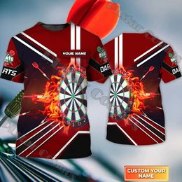 PLstar Cosmos Custom With Name Darts Skull Flame 3D Printed Mens T Shirt Unisex Summer Casual t-shirt For Darts Player TX-174
