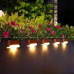 4PCS Outdoor Stair Solar Light Waterproof Step Lamp Fence Pathway Yard Patio Garden Decor Lawn LED Lighting Warm Cold Light