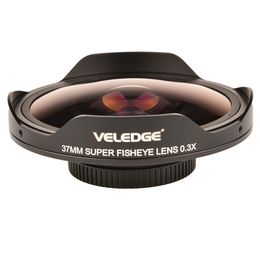 VELEDGE Ultra Fisheye Lens Adapter 37MM/43MM 0.3X HD Fisheye Wide Lens Adapter with Hood Only for Video Cameras Camcorders