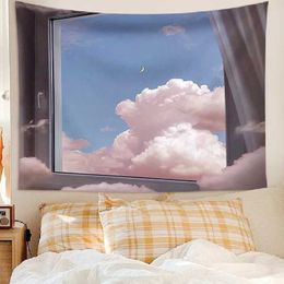 Wall Ins Tapestries Tapestry Warm Custom Sunset Window Background Simple Modern Bedroom Fabric Poster Cloth Room Decorations for Girls R0411