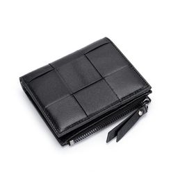 Wallets 100Genuine Leather Womens And Purses Hand Woven Fold Coin Money Bags 2022 Fashion Card Holder Clutch Zipper Purse3878891