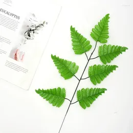 Decorative Flowers 50pcs 7 Branch 38 Cm Fabric Fern Palm Leave Artificial Plant Hanging Fake Tropical Christmas Home Decoration Green