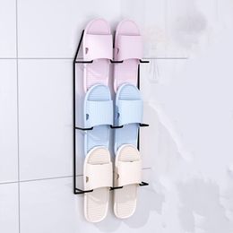 Bathroom Slippers Rack Self Adhesive Punch-free Wall-mounted Holder Space-saving Toilet Wall Door Home Shoe Storage Shelf