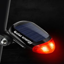 LED Red Bike Solar Energy Light 3 Modes Seatpost Lamp Rechargeable Bicycle Tail Rear Light Bicycle Accessories FlashLight