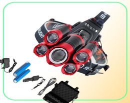 15000 Lumens 5 LED Headlamp T6 Headlight 4 modes Zoomable LED Headlamp Rechargeable Head Lamp Flashlight 2pcs 18650 Battery AC5113572