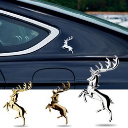 1 Pcs 3D Art Deer Elk Antler Emblem Badge Sticker car Fender Side trunk Nameplate Decal Toyota Honda Car Accessories