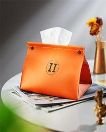 Designer Tissue Boxes Fashion Casual Home Table Decoration Napkins Holder Orange H Tissues Box Toilet Paper Dispenser Car Deco Nap5226552