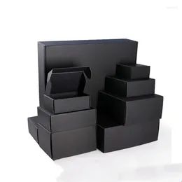 Gift Wrap 5pcs Extra Hard Black Cardboard Box Thick Corrugated Paper Packaging For Business Mail Logo Need
