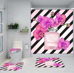 Fashion Cross-Border Digital Printing Waterproof Shower Curtain Toilet Partition Curtain Non-Slip Mats