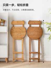 Folding chair portable household solid wood dining chair high stool bar chair modern minimalist milk tea shop front back chair